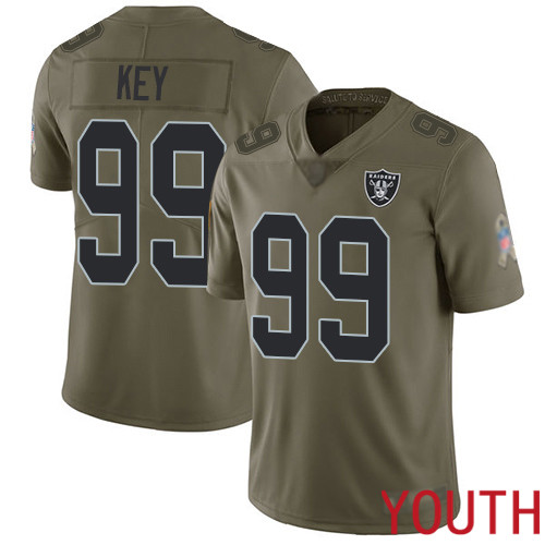 Oakland Raiders Limited Olive Youth Arden Key Jersey NFL Football #99 2017 Salute to Service Jersey